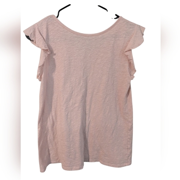 LOFT ,Tan Flutter Sleeve Ruffled T-shirt,Size S - Picture 2 of 3